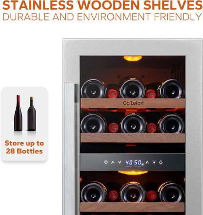 24'' Wine Cooler Refrigerator - 46 Bottle Wine Fridge Dual Zone with Modern Touch Intelligent Digital 40°-65°F Low Noise, Built in or Freestanding Wine Cooler for Home and Kitchen