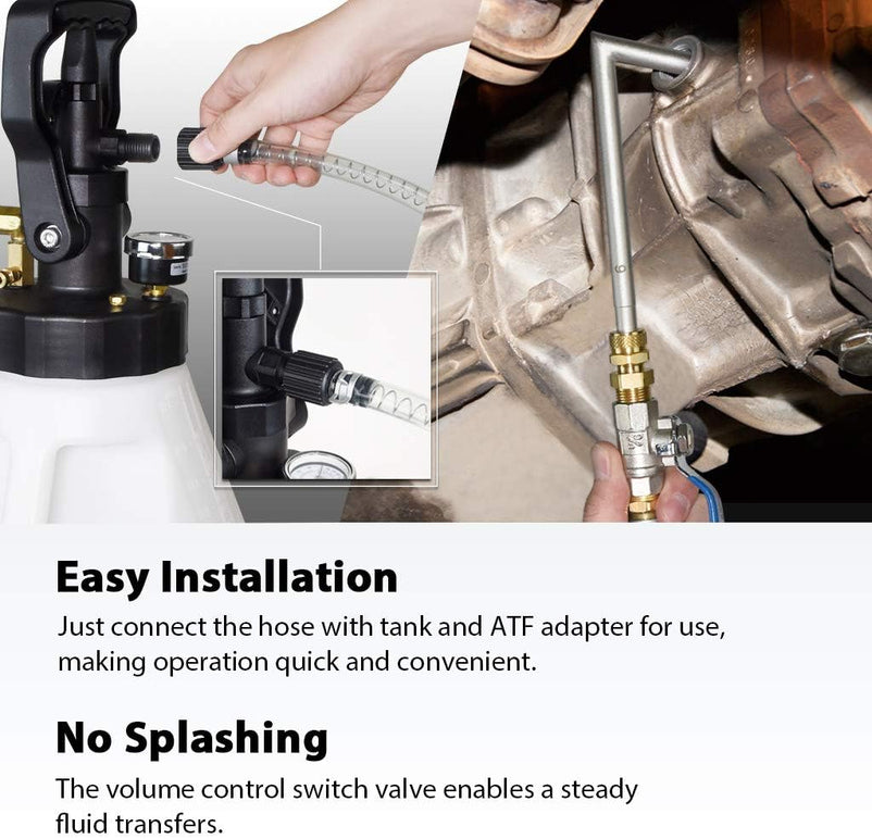 A1139HNUS Patented 12.5L Automatic Transmission Fluid Pump for ATF Filler System with 21 Pieces Taiwan-ATF Filling Adapters, Pneumatic and Manual Operation for Refilling Use