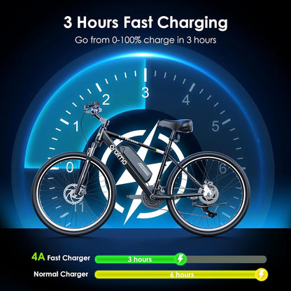 Adult Electric Bike, 350W BAFANG Motor (500W Peak), 4A 3H Fast Charging, 468Wh Li-Ion Battery, 21 Speed Gears, Air Saddle, 45 Miles 20 MPH 26" Mountain Bike Electric Bike, ANSI/CAN/UL2849 Compliant