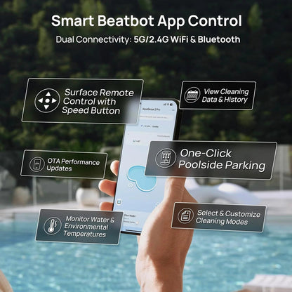 Beatbot AquaSense 2 Pro Cordless Pool Vacuum Robot, Unmatched 5-in-1 Cleaning, Surface Parking, Skims Water Surface with APP Control, Water Clarification, for Pools up to 3,875 Sq.ft Emerald Green