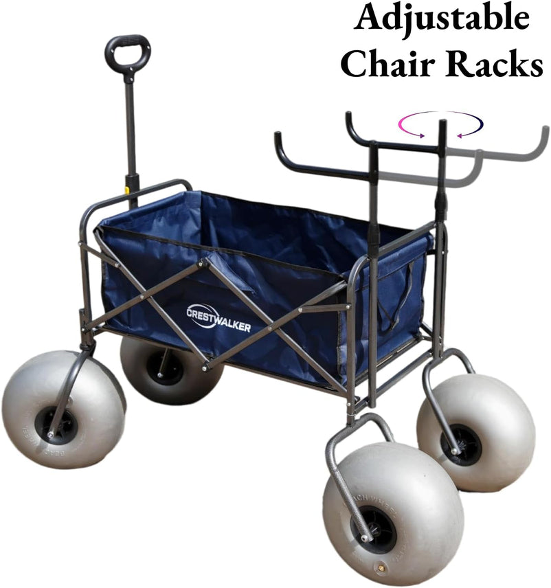 Beach Cart with 13" Balloon Wheels, Chair Racks & Pump Included