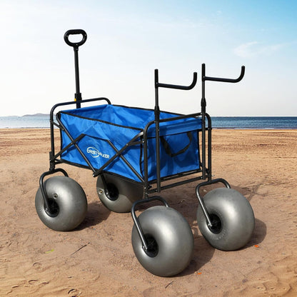 Beach Cart with 13" Balloon Wheels, Chair Racks & Pump Included