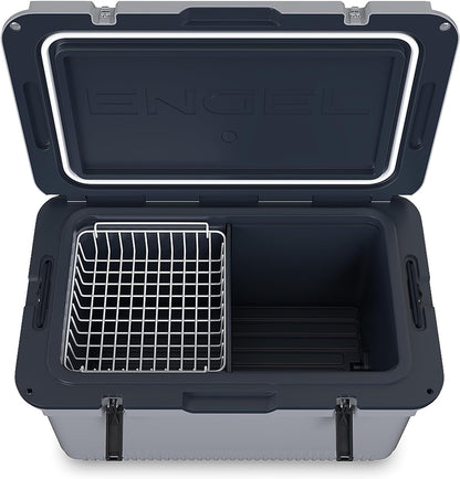 60 QT Ultra-Light Injection Molded Cooler - Ice Chest Keeps Ice up to 7 Days - Large Cooler Includes Wire Basket, Divider and Built-in Bottle Opener