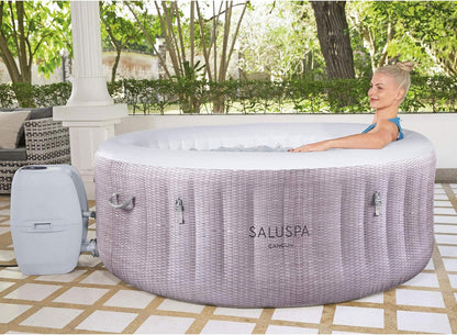 Bestway SaluSpa Fiji AirJet Large Round 2 to 4 Person Inflatable Hot Tub Portable Outdoor Spa with 120 AirJets and EnergySense Cover, Grey
