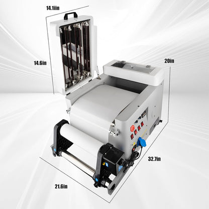 A3 Economic Automatic DTF Powder Shaker and Dryer Machine 13.4in (340mm), Automatic Powder Shaking Machine with 4 Lamps for Even Heating for DTF Printing on T-Shirts Clothes