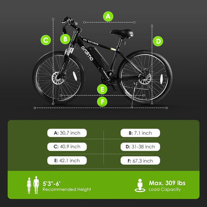 Adult Electric Bike, 350W BAFANG Motor (500W Peak), 4A 3H Fast Charging, 468Wh Li-Ion Battery, 21 Speed Gears, Air Saddle, 45 Miles 20 MPH 26" Mountain Bike Electric Bike, ANSI/CAN/UL2849 Compliant