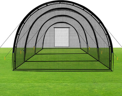 Baseball Batting Cage Net Batting Cages for Backyard Portable Baseball and Softball Batting Cages with Pitching Machine Hole and Detachable Door for Backyard Outdoor Hitting Practice