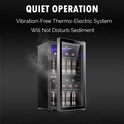 Antarctic Star 36 Bottle Wine Cooler/Cabinet BeverageRefrigerator Small Mini Wine Cellar Beer Soda Bar Fridge Quiet Operation Compressor Adjust Temperature Freestanding Black, 4.4 Cu. ft