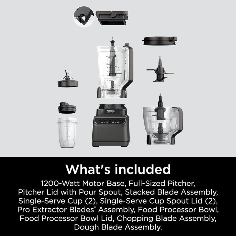 Mega Kitchen System, 1500W, 4 Functions for Smoothies, Processing, Dough, Drinks & More, with 72-oz.* Blender Pitcher, 64-oz. Processor Bowl, (2) 16-oz. To-Go Cups & (2) Lids, Black