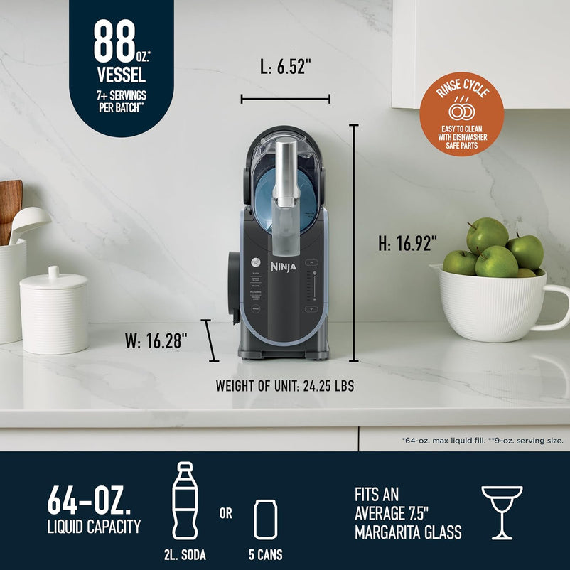 SLUSHi with RapidChill Technology, 88 oz. Frozen Drink & Slushie Machine, 5 Preset Programs, Margaritas, Frappés, and More, Premium Accents, Black, FS301