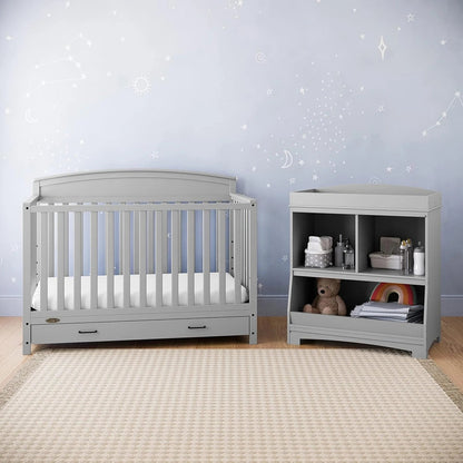 5-in-1 Convertible Baby Bed (with drawers, white) - Green Guardian Gold Certification, built-in baby bed storage drawer, convertible to toddler bed, day bed and full-size bed