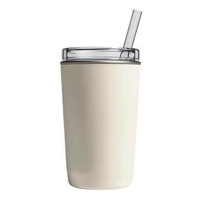 Gavon 40oz Vacuum Insulated Tumbler - Stainless Steel Travel Mug with Handle & Straw - Keeps Cold for 24+ Hours - Car Cup Holder Friendly - Cream White