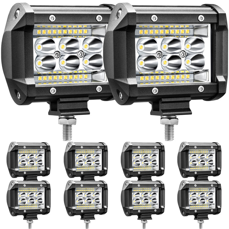 Bar, LED Light Bay 4 inch 78W 5000lm LED Truck Working Light Spotlight Car light Strip LED Light Bay 12V 24V Boat Pickup ATV UTV RV Spotlight, 10Pack