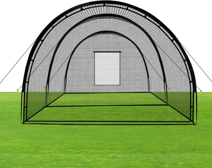 Baseball Batting Cage Net Batting Cages for Backyard Portable Baseball and Softball Batting Cages with Pitching Machine Hole and Detachable Door for Backyard Outdoor Hitting Practice