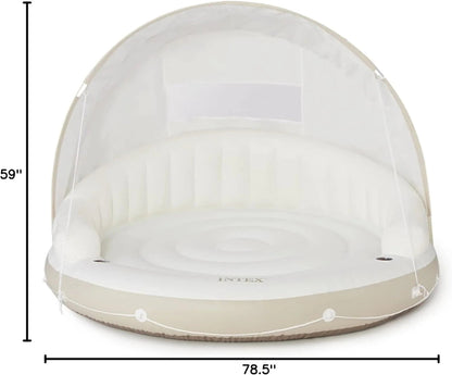 58292EP Canopy Island Inflatable Pool Float: Comfortable Lounge Surface Built-in Cup Holders Detachable Sunshade 440lb Max Weight Capacity 78.5" x 59"