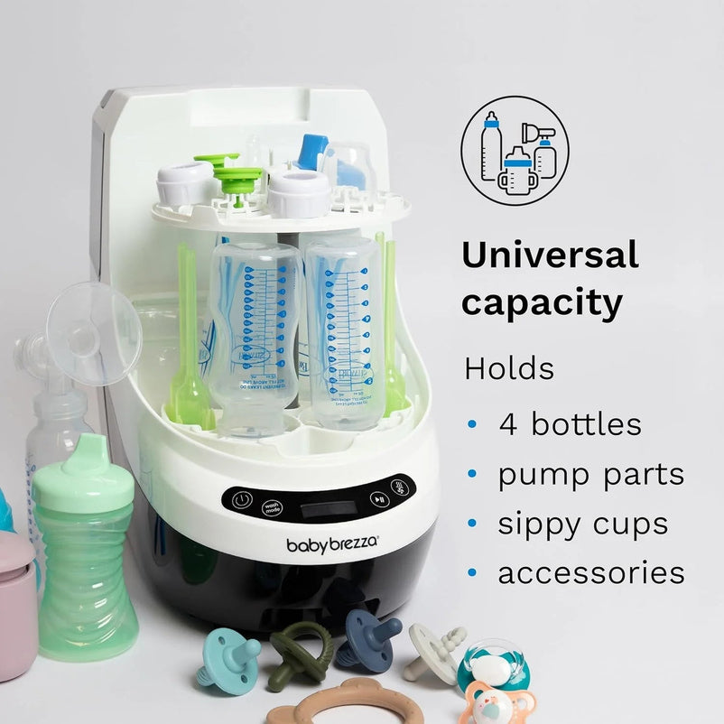 Baby Bottle Washer Pro - Baby Bottle Washer, Sterilizer + Dryer - All in One Machine Cleans Bottles, Pump Parts, & Sippy Cups - Replaces Hand Washing, Bottle Brushes and Drying Racks-Brezza