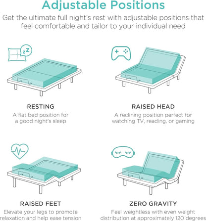 Best Choice Products Ergonomic Twin XL Size Adjustable Bed Frame, Electric Base w/Wireless Remote Control, Nightlight, Massager, 2 USB Ports