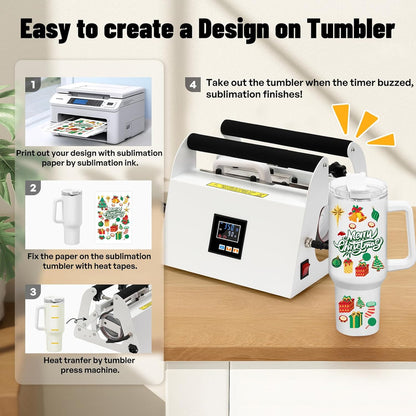 40oz Tumbler Press Tumbler Heat Press Sublimation 40 Oz Tumbler Top and Tapered Bottom Full Wrap - DIY Heat Transfer Vinyl