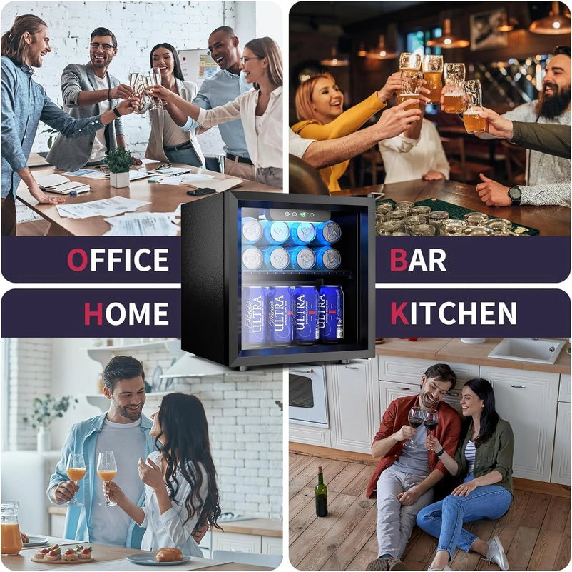 Beverage Refrigerator Cooler - 126 Can Mini Fridge with Glass Door for Soda Beer or Wine, Beverage Cooler for Home, Office, Bar with Adjustable Removable Shelves, Silver
