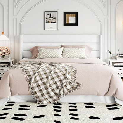 Allewie Queen Size Lift Up Storage Bed, Modern Wingback Headboard, Hydraulic Support, No Box Spring Needed, Light Beige
