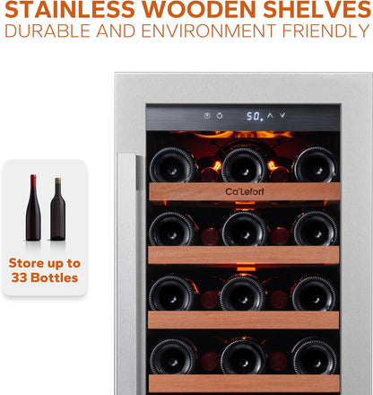 24'' Wine Cooler Refrigerator - 46 Bottle Wine Fridge Dual Zone with Modern Touch Intelligent Digital 40°-65°F Low Noise, Built in or Freestanding Wine Cooler for Home and Kitchen
