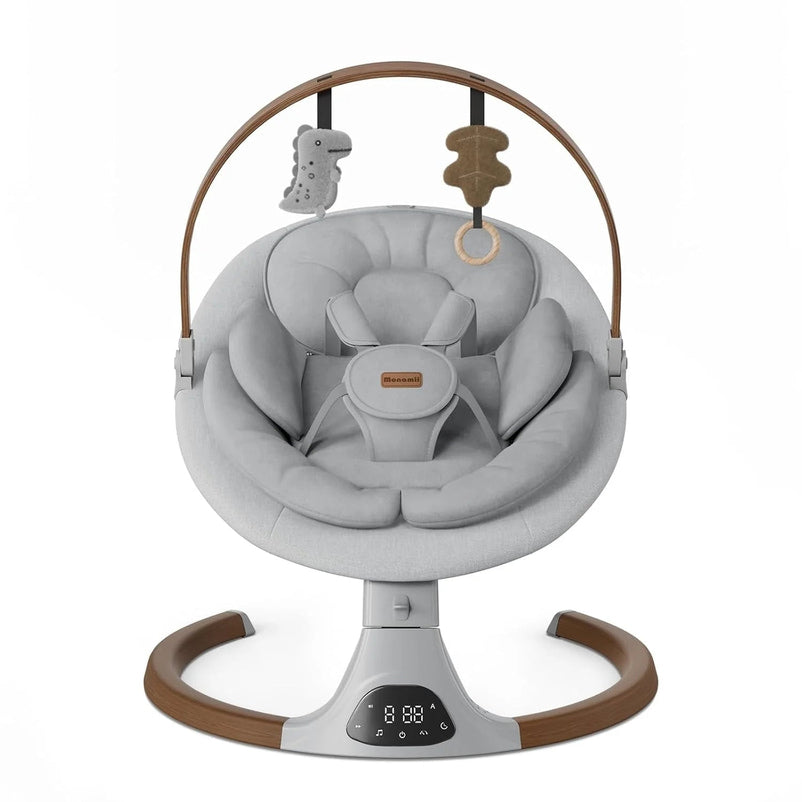Baby Swings for Infants, Monamii Baby Swing, Bluetooth Infant Swing with Music Speaker, 5 Speeds and Remote Control, Indoor & Outdoor Use