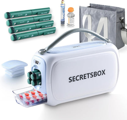 24H 2N1 Insulin Cooler Travel Case 40000mAh Rechargeble Battery Medication Cooler for Travel TSA Approved USB Medicine Cooler for Travel 36-46℉ Digital Display Diabetic Travel Case (with 2 Batteries)