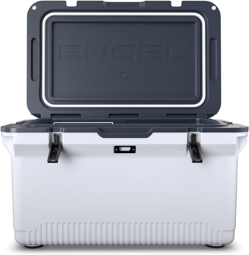 60 QT Ultra-Light Injection Molded Cooler - Ice Chest Keeps Ice up to 7 Days - Large Cooler Includes Wire Basket, Divider and Built-in Bottle Opener