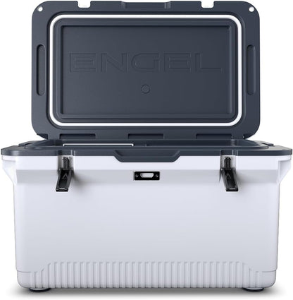 60 QT Ultra-Light Injection Molded Cooler - Ice Chest Keeps Ice up to 7 Days - Large Cooler Includes Wire Basket, Divider and Built-in Bottle Opener