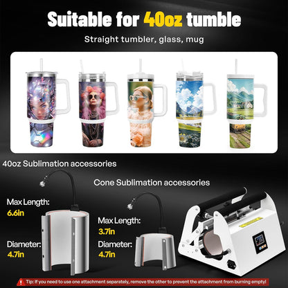 40oz Tumbler Press Tumbler Heat Press Sublimation 40 Oz Tumbler Top and Tapered Bottom Full Wrap - DIY Heat Transfer Vinyl