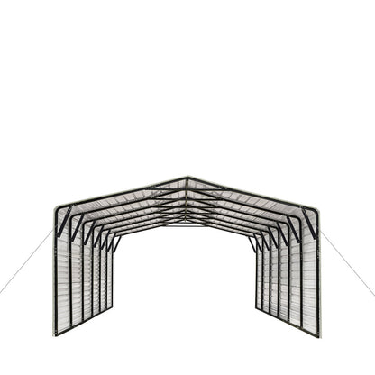 2025 CP2030F 20' x 30' All-Steel Carport Shed With 10' Enclosed Sidewalls