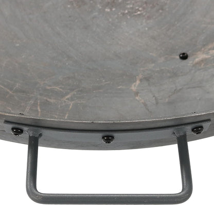 34-Inch Rustic Cast Iron Outdoor Raised Fire Pit Bowl with Handles - Oxidized Finish