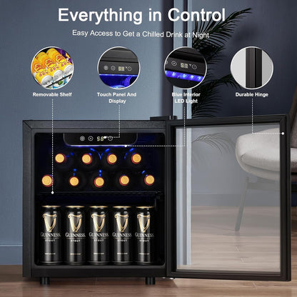 Antarctic Star 36 Bottle Wine Cooler/Cabinet BeverageRefrigerator Small Mini Wine Cellar Beer Soda Bar Fridge Quiet Operation Compressor Adjust Temperature Freestanding Black, 4.4 Cu. ft